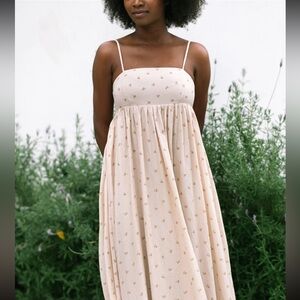 Cream floral baby doll maxi dress